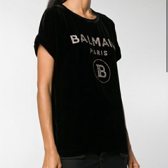 BALMAIN Velvet glitter logo top - Picture 10 of 10